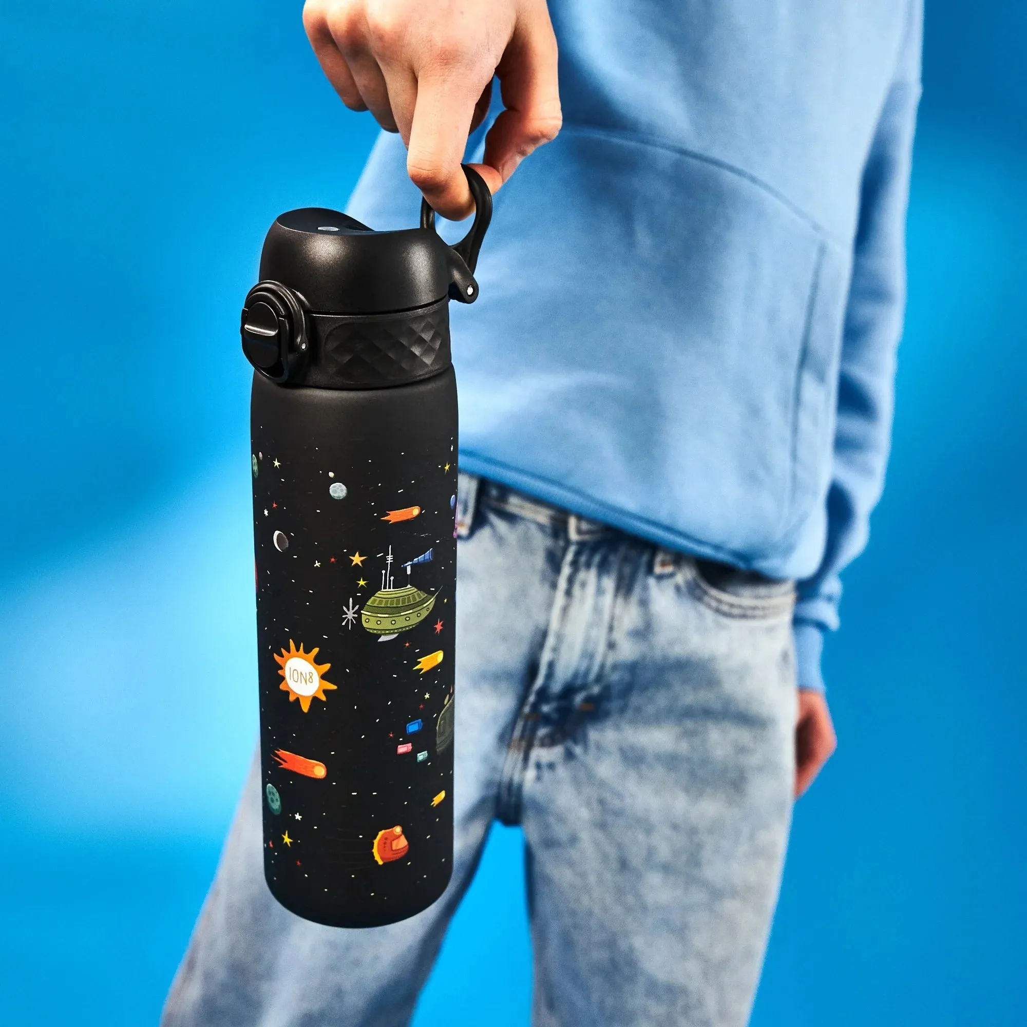 Leak Proof Slim Water Bottle, Recyclon, Spaceships, 500ml (18oz)