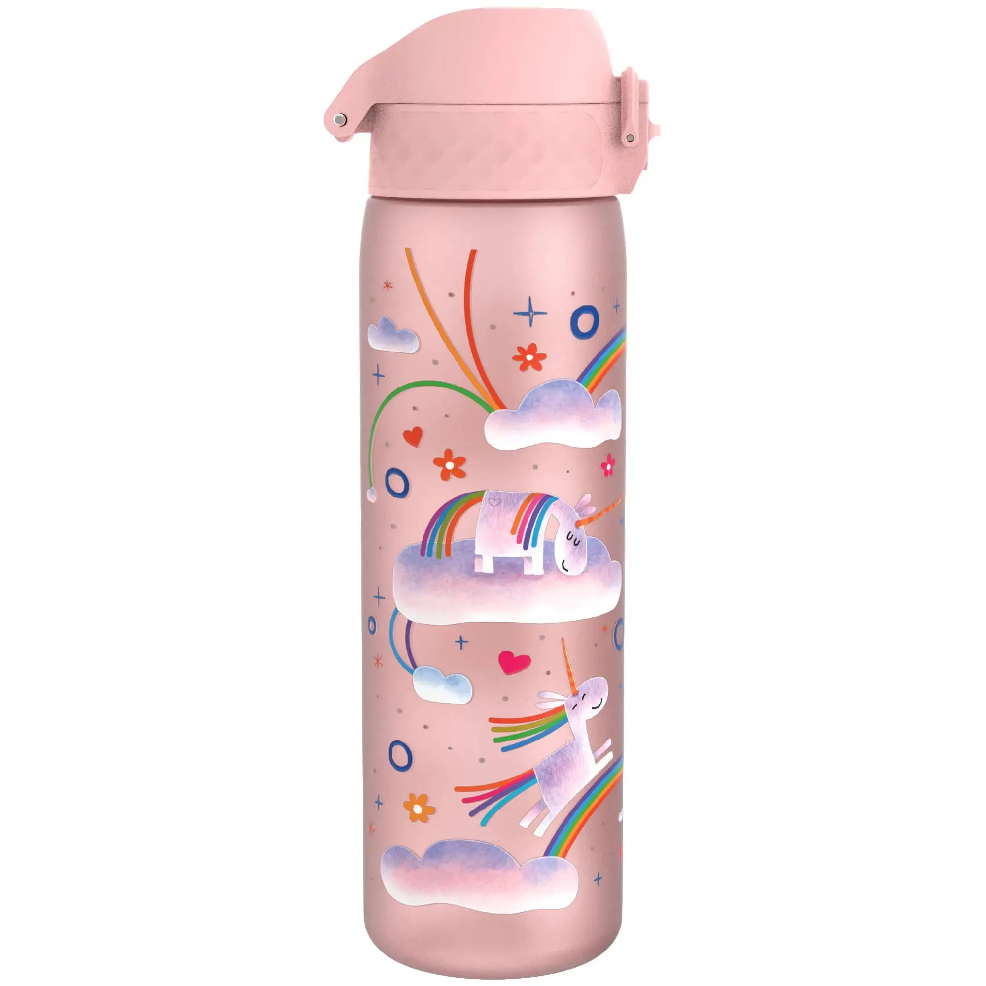 Leak Proof Slim Water Bottle, Recyclon, Unicorn Rainbows, 500ml (18oz)