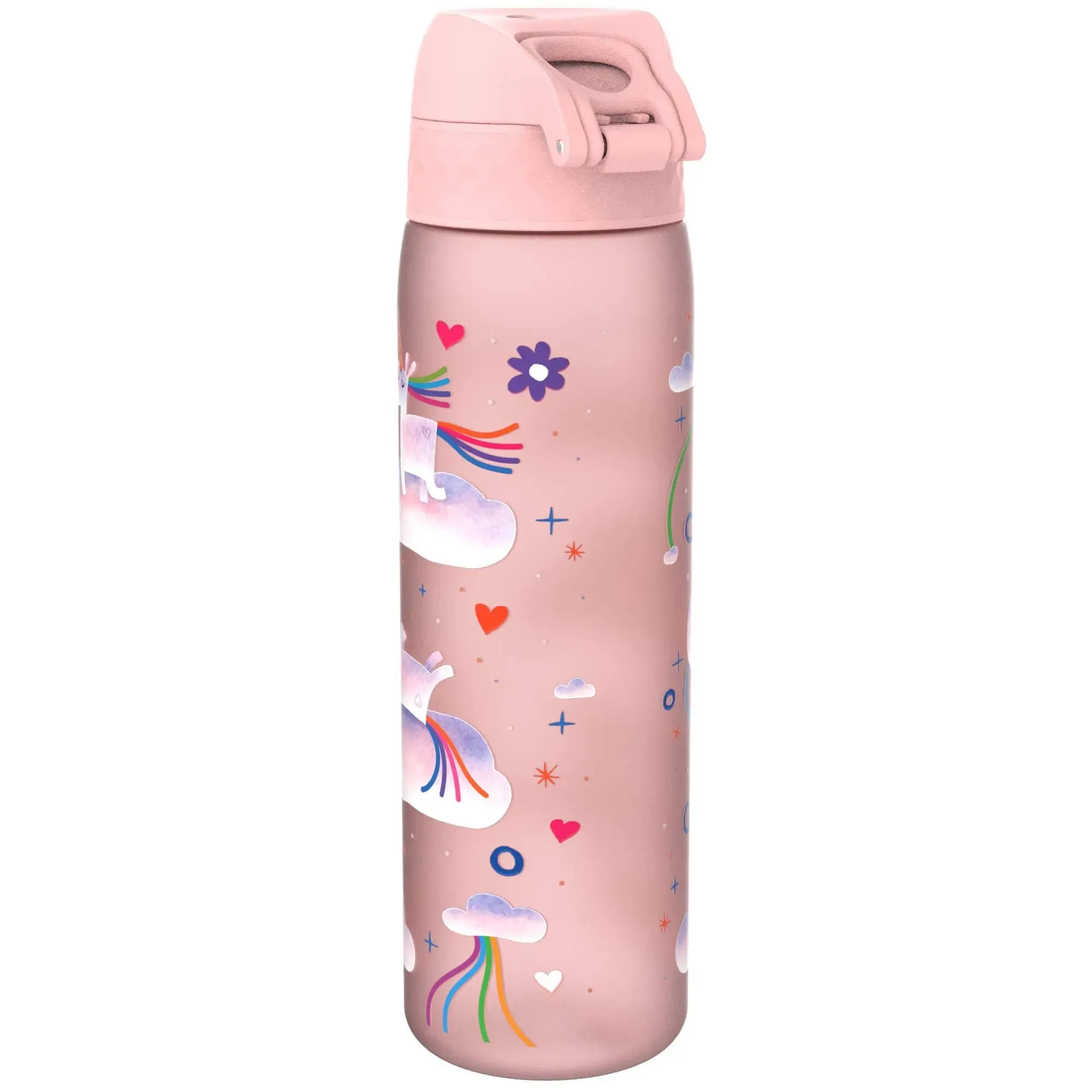 Leak Proof Slim Water Bottle, Recyclon, Unicorn Rainbows, 500ml (18oz)