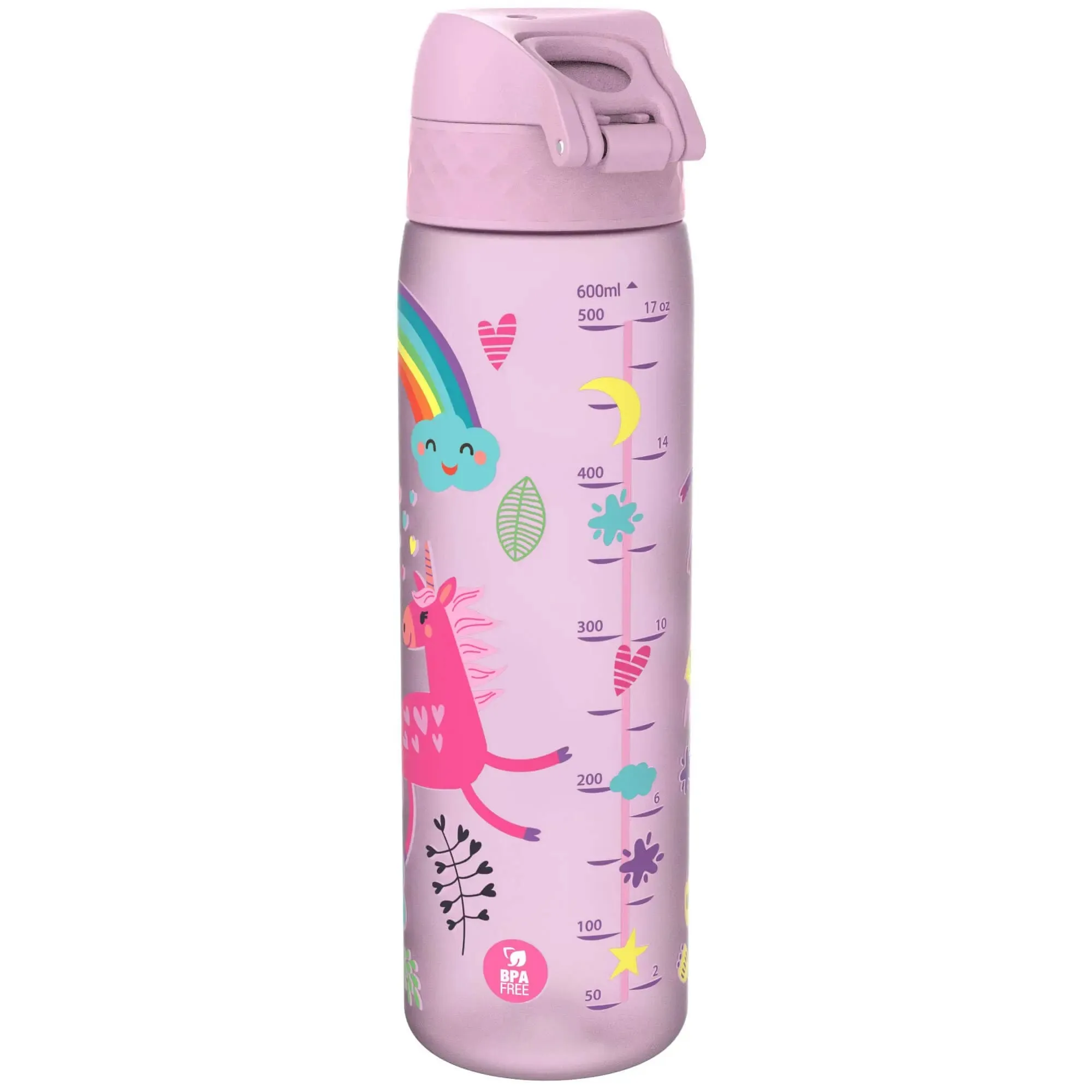 Leak Proof Slim Water Bottle, Recyclon, Unicorns, 500ml (18oz)