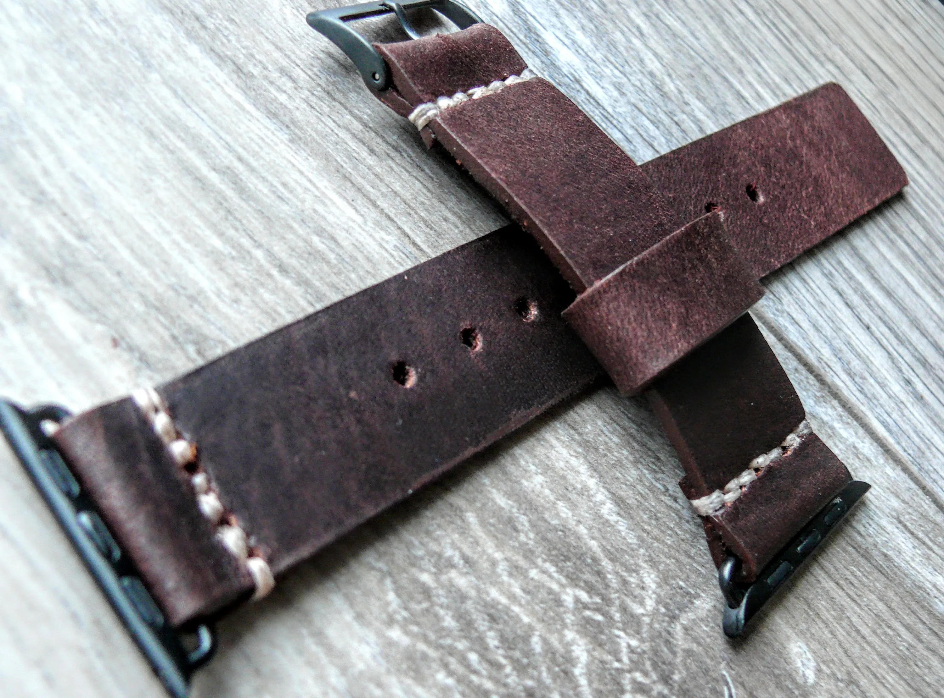 Leather Apple Watch Strap 42 mm Handcrafted • Brown leather iwatch 3 band • Artisan