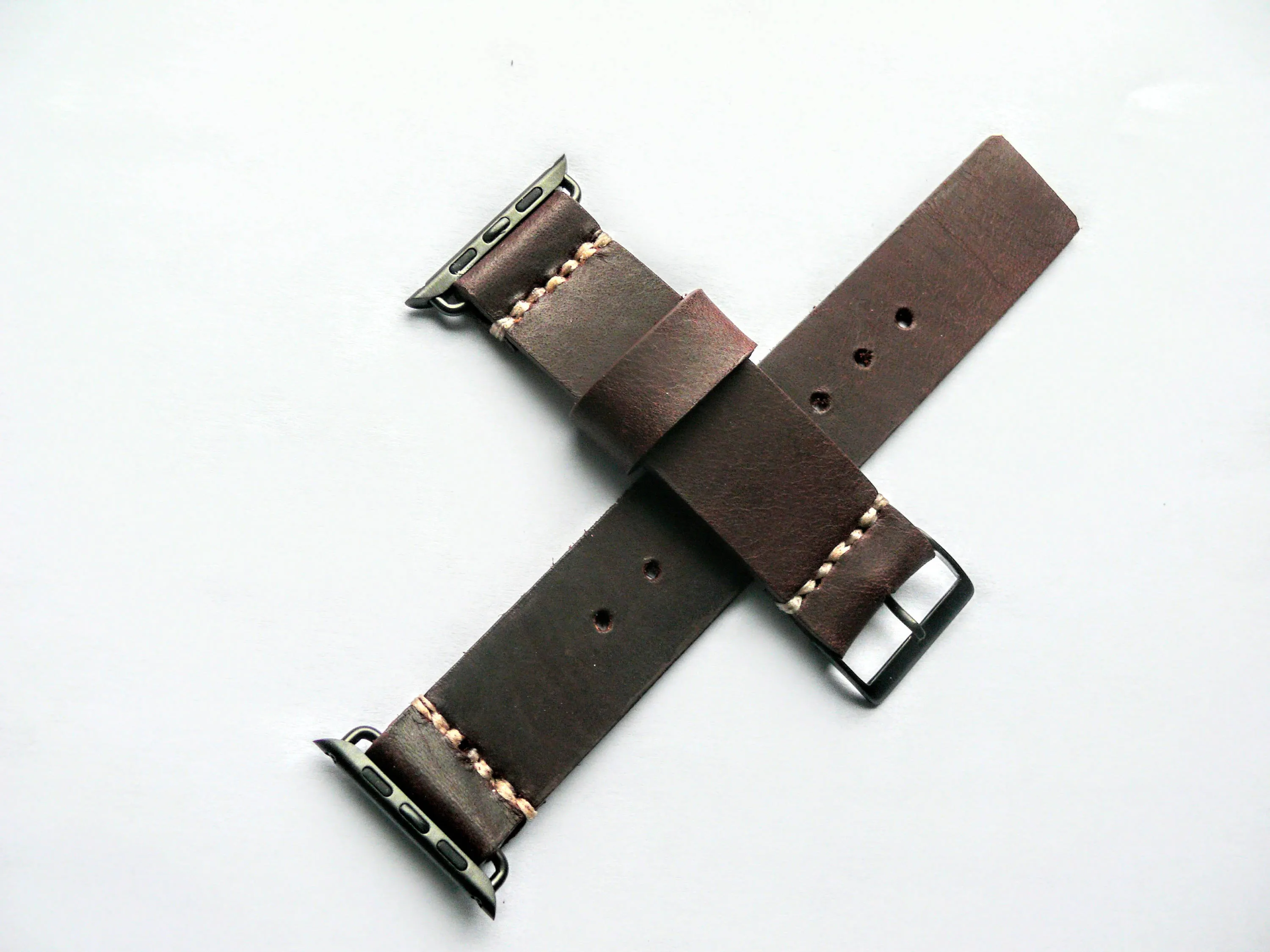 Leather Apple Watch Strap 42 mm Handcrafted • Brown leather iwatch 3 band • Artisan