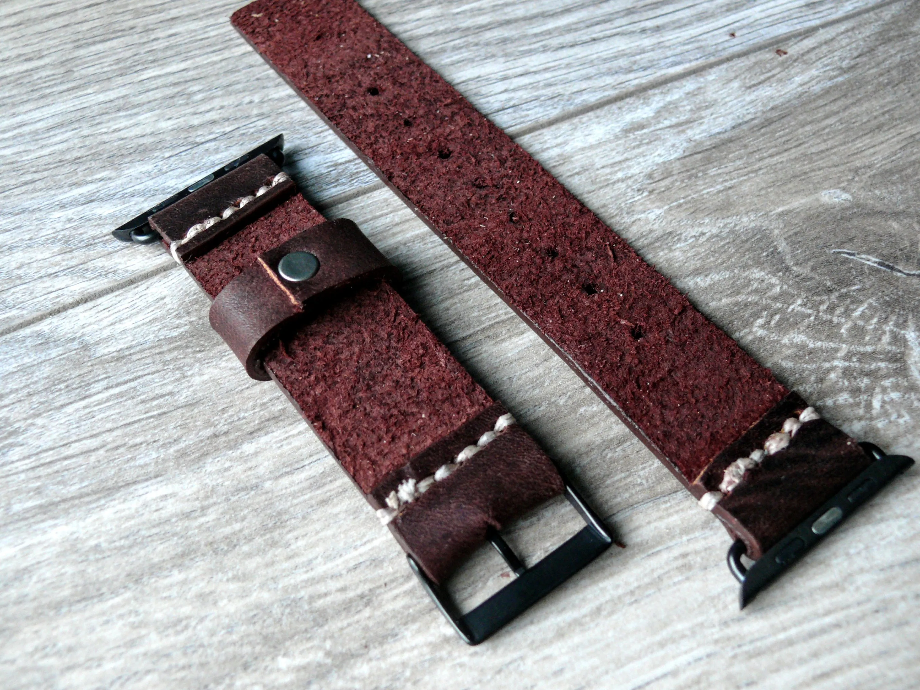 Leather Apple Watch Strap 42 mm Handcrafted • Brown leather iwatch 3 band • Artisan