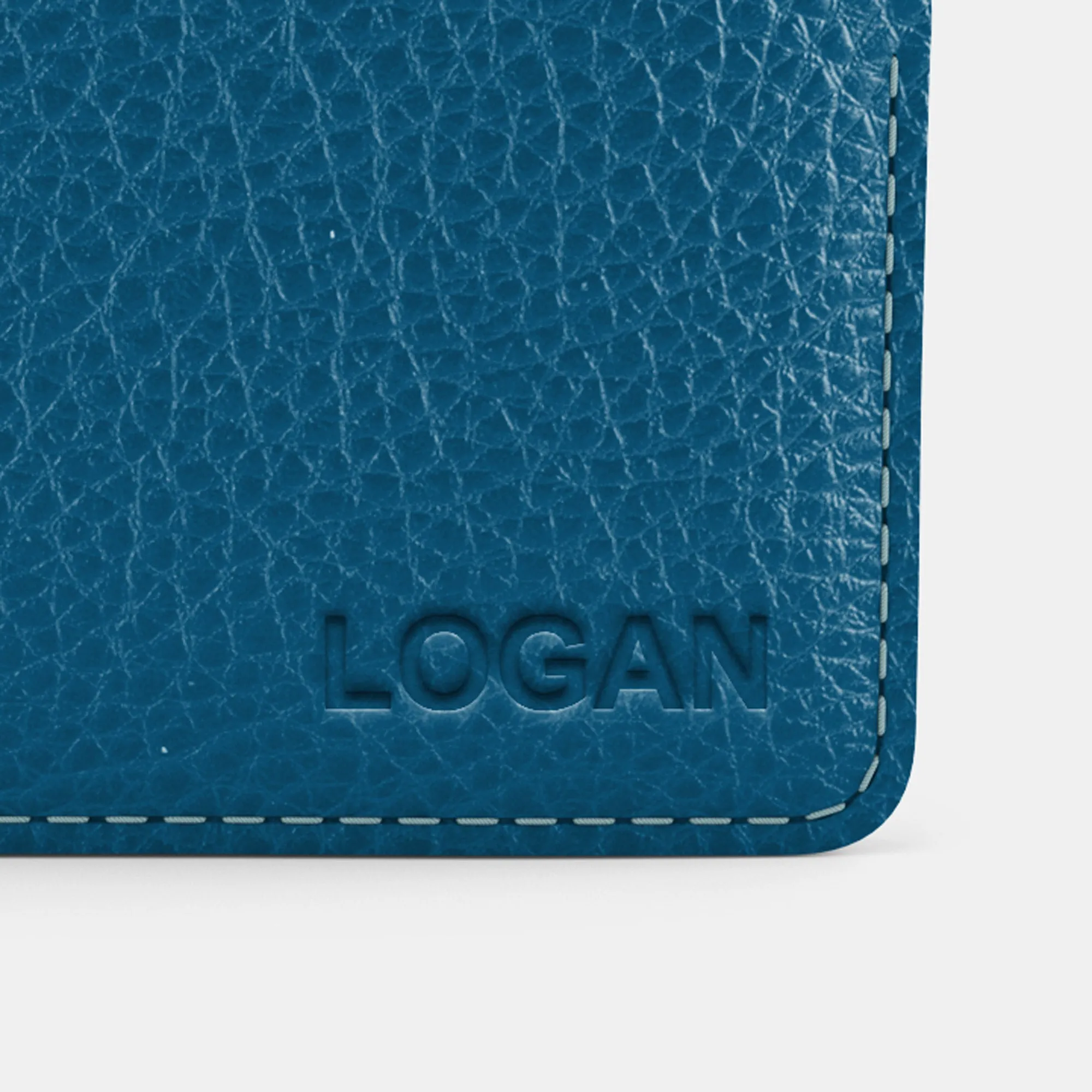 Leather Slim Cardholder - Turquoise Blue and Orange