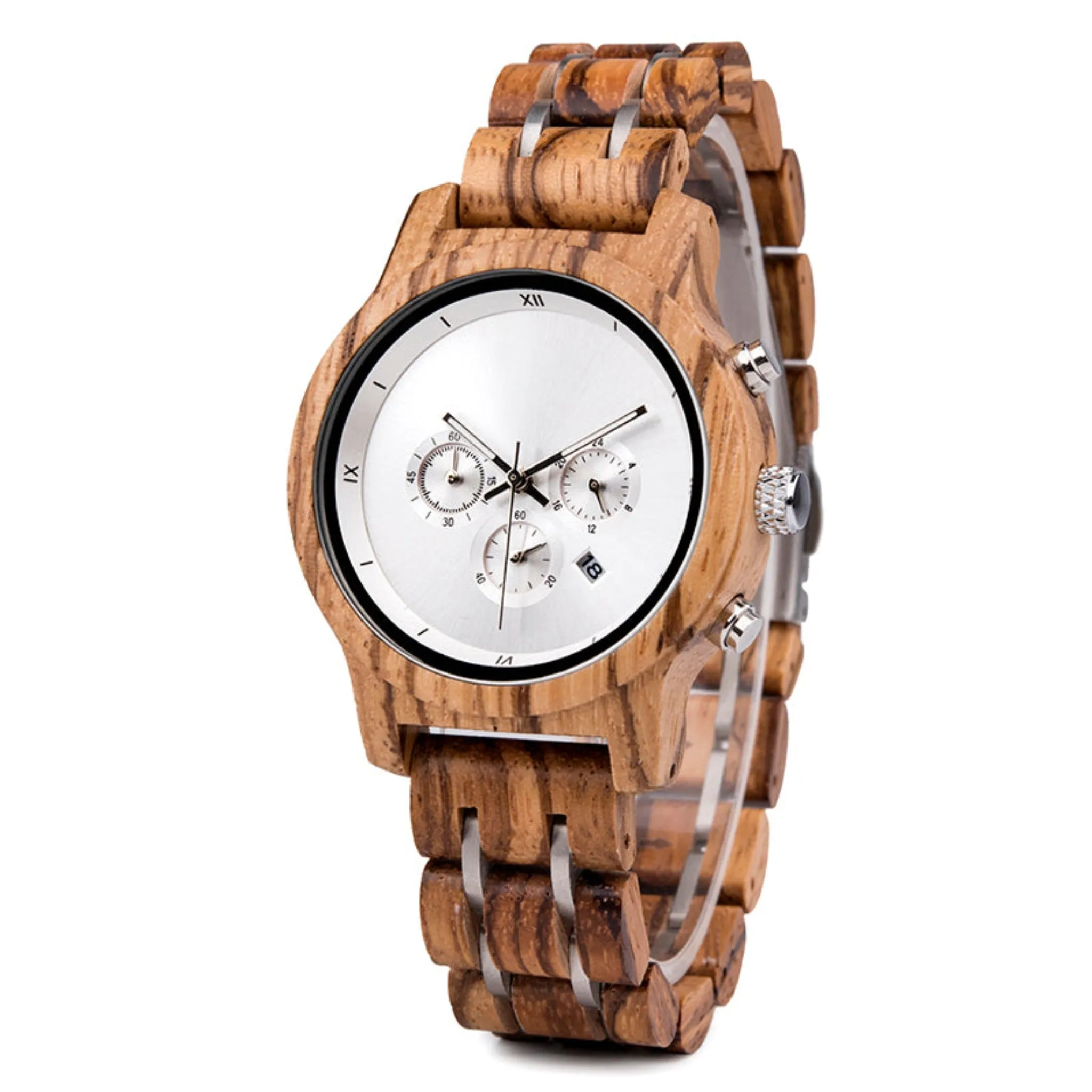 Leeds - Silver Face Zebrawood Lady Chronograph