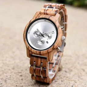 Leeds - Silver Face Zebrawood Lady Chronograph