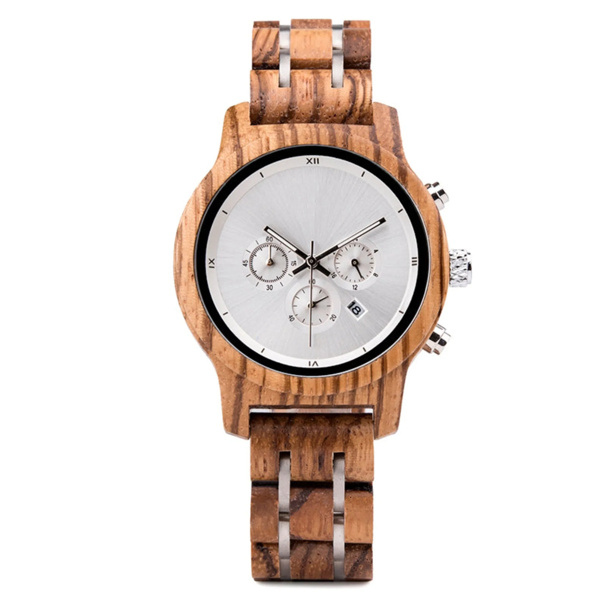 Leeds - Silver Face Zebrawood Lady Chronograph