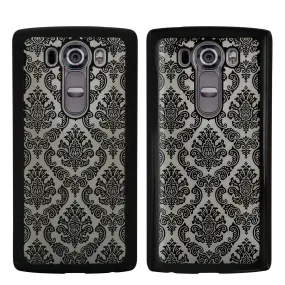 LG V10 Case, Ultra Slim Damask Vintage Hard Case Cover for LG V10 Lace Case - Black