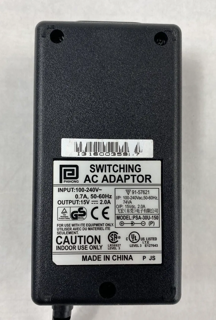 Lot of 2 AC Adapter PSA-30U-150 15V 2.0A Power Supply