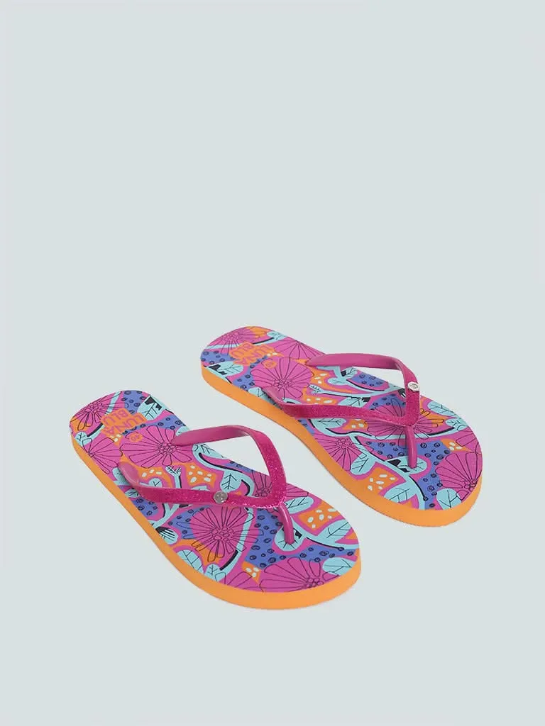 LUNA BLU Pink Printed Flip-Flop