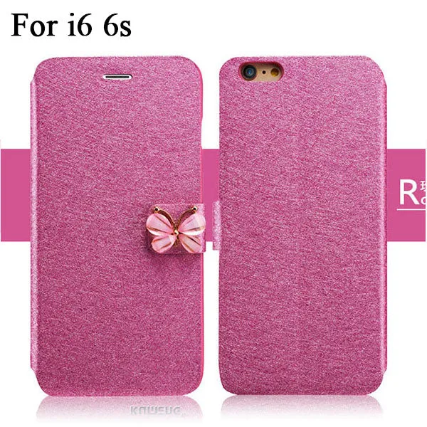 Luxury Fashion Butterfly Built-in Card slot Silk Pattern 4.7" Stand Flip Leather Mobile Phone Case For iPhone 5 5S SE 6 6S Plus