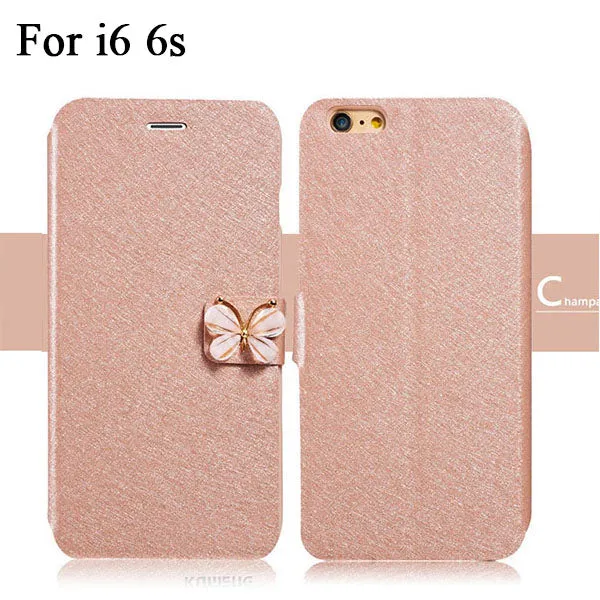 Luxury Fashion Butterfly Built-in Card slot Silk Pattern 4.7" Stand Flip Leather Mobile Phone Case For iPhone 5 5S SE 6 6S Plus