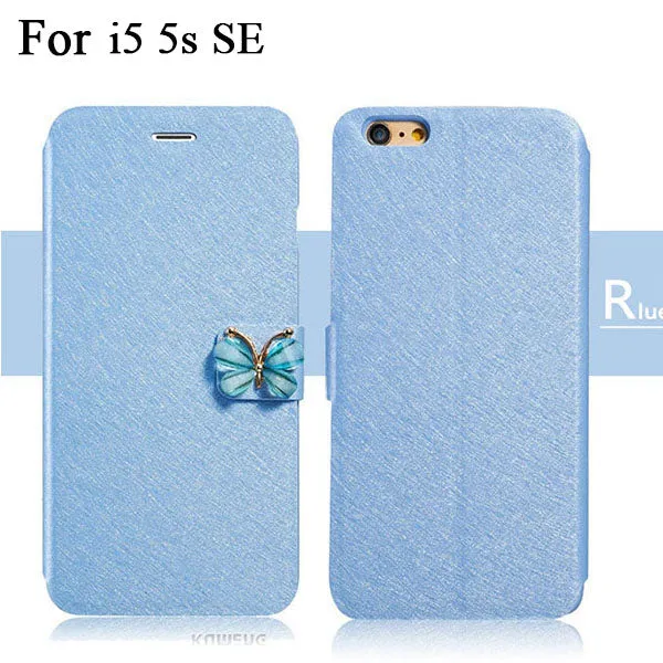 Luxury Fashion Butterfly Built-in Card slot Silk Pattern 4.7" Stand Flip Leather Mobile Phone Case For iPhone 5 5S SE 6 6S Plus