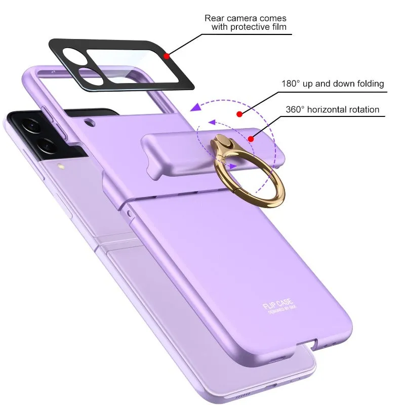 Luxury Ultra-thin Phone Case With Magnetic Hing Ring Bracket For Samsung Galaxy Z Flip 4