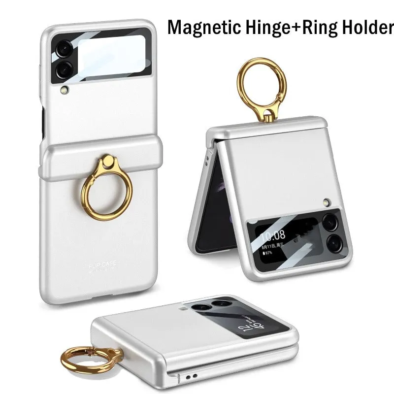 Luxury Ultra-thin Phone Case With Magnetic Hing Ring Bracket For Samsung Galaxy Z Flip 4