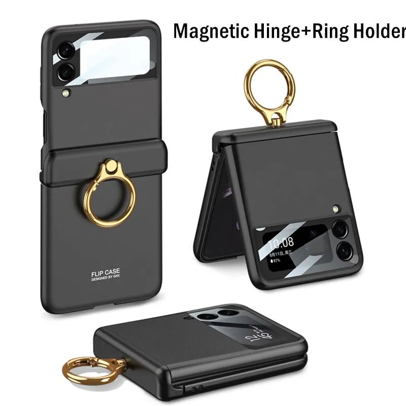 Luxury Ultra-thin Phone Case With Magnetic Hing Ring Bracket For Samsung Galaxy Z Flip 4