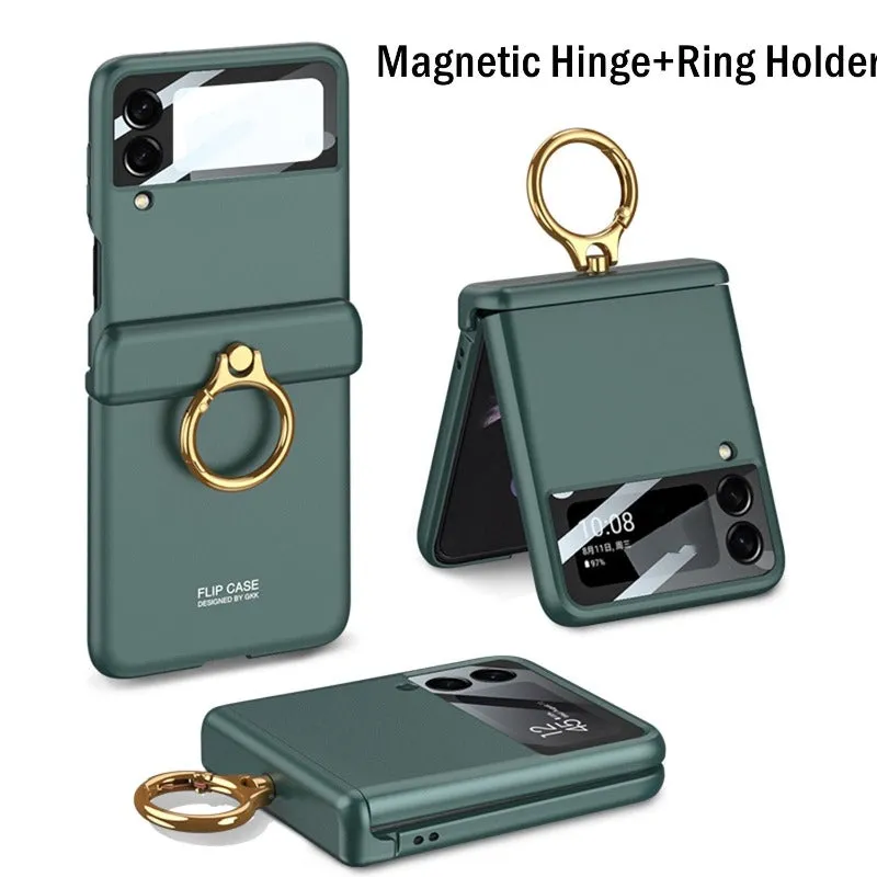 Luxury Ultra-thin Phone Case With Magnetic Hing Ring Bracket For Samsung Galaxy Z Flip 4