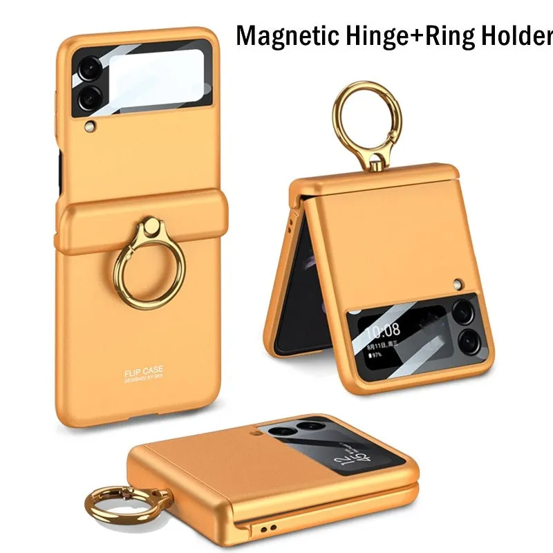 Luxury Ultra-thin Phone Case With Magnetic Hing Ring Bracket For Samsung Galaxy Z Flip 4