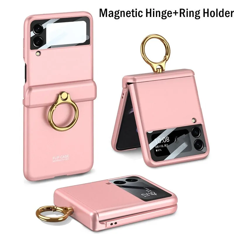 Luxury Ultra-thin Phone Case With Magnetic Hing Ring Bracket For Samsung Galaxy Z Flip 4