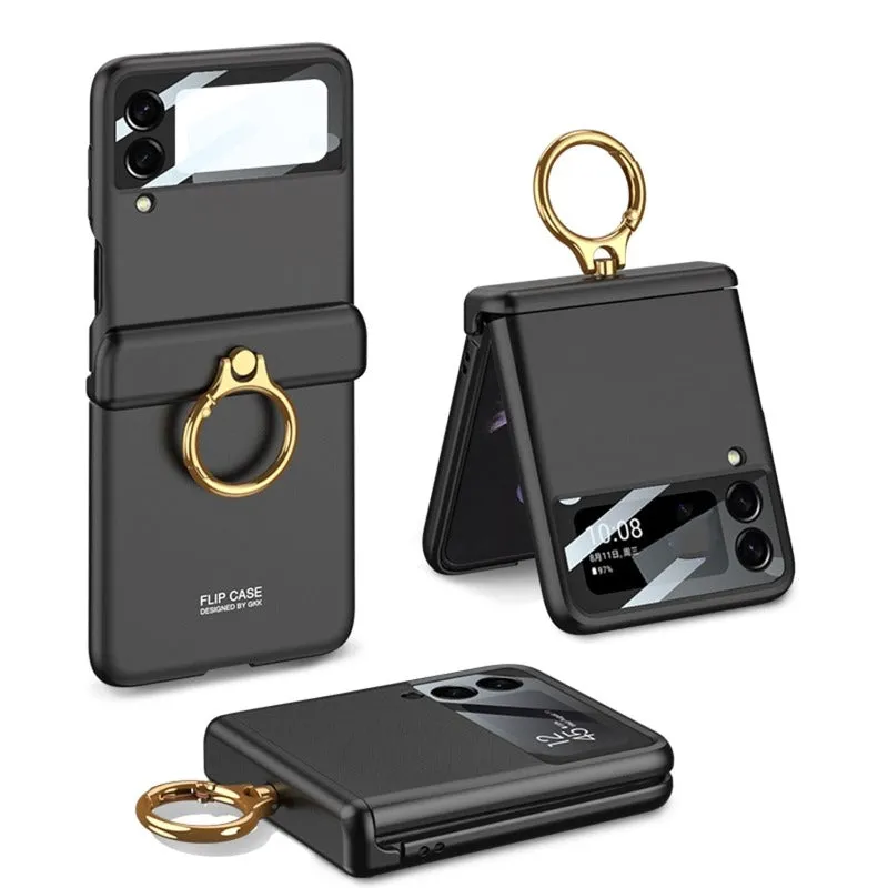 Luxury Ultra-thin Phone Case With Magnetic Hing Ring Bracket For Samsung Galaxy Z Flip 4