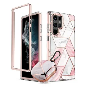 Marble Bundle for Samsung Galaxy S24 5G Ultra Case   Galaxy Buds Case - Pink