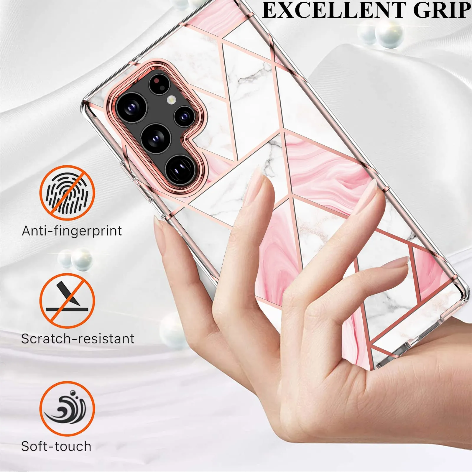 Marble Bundle for Samsung Galaxy S24 5G Ultra Case   Galaxy Buds Case - Pink