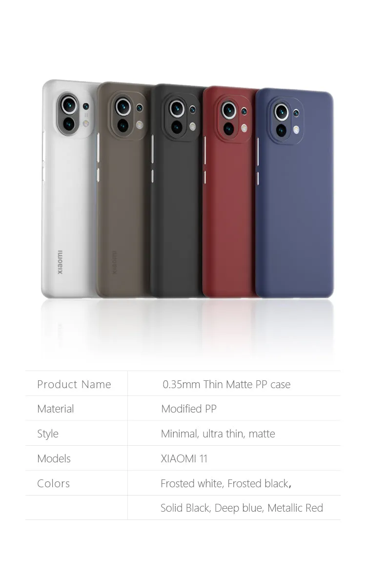 Matte ultra thin PP phone cover for xiaomi 11