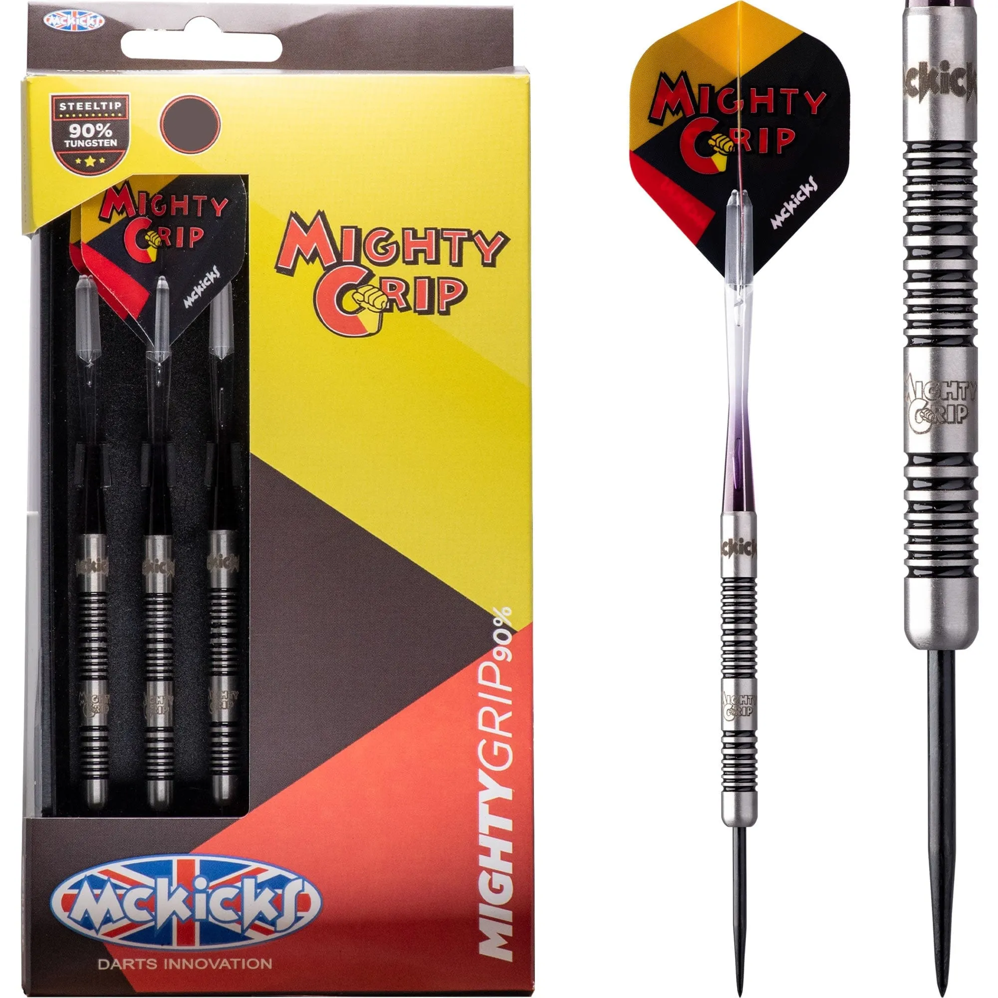 *McKicks Premium Whites Darts - Steel Tip Tungsten - Mighty Grip