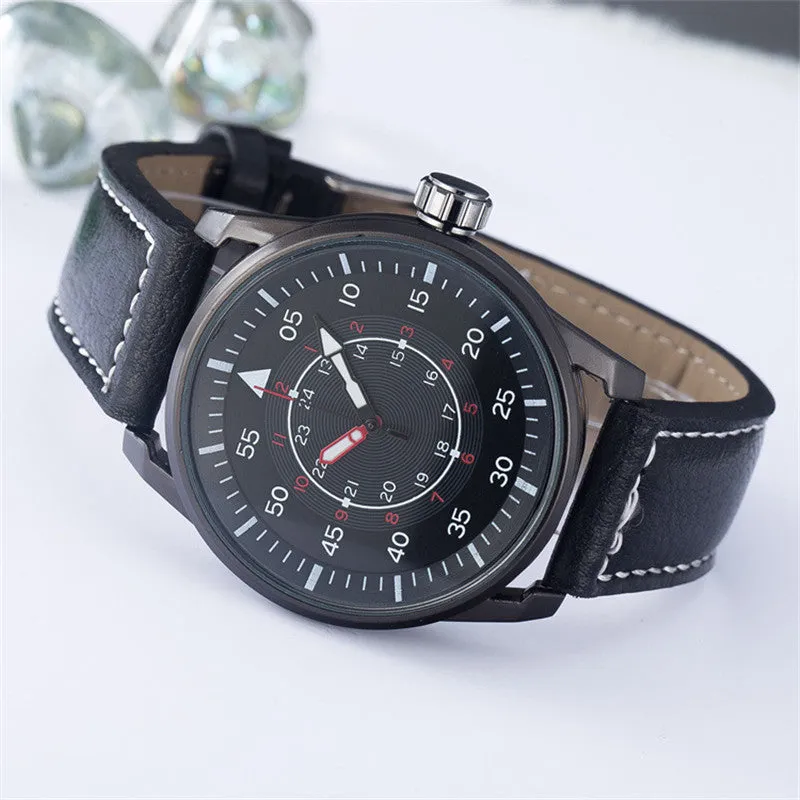 Military Quartz Watch Men Fashion Wrist Watches Casual Leather Wristwatch Quartz-watch