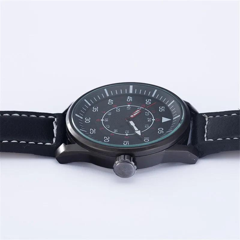 Military Quartz Watch Men Fashion Wrist Watches Casual Leather Wristwatch Quartz-watch