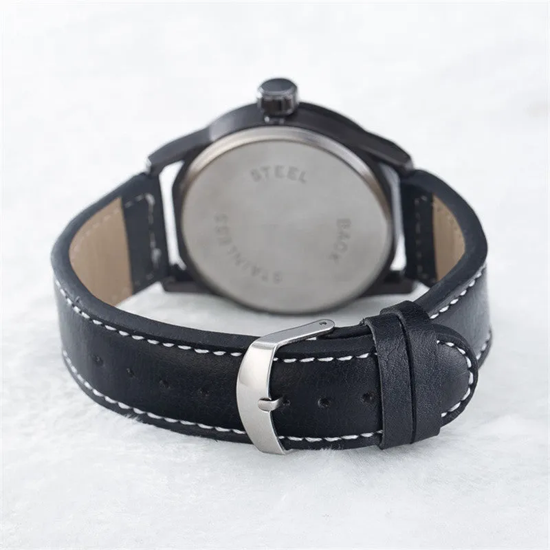 Military Quartz Watch Men Fashion Wrist Watches Casual Leather Wristwatch Quartz-watch