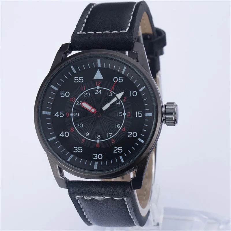 Military Quartz Watch Men Fashion Wrist Watches Casual Leather Wristwatch Quartz-watch