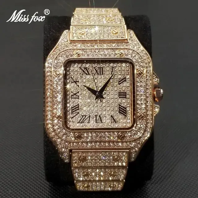 MISSFOX Ice Out Watch For Men