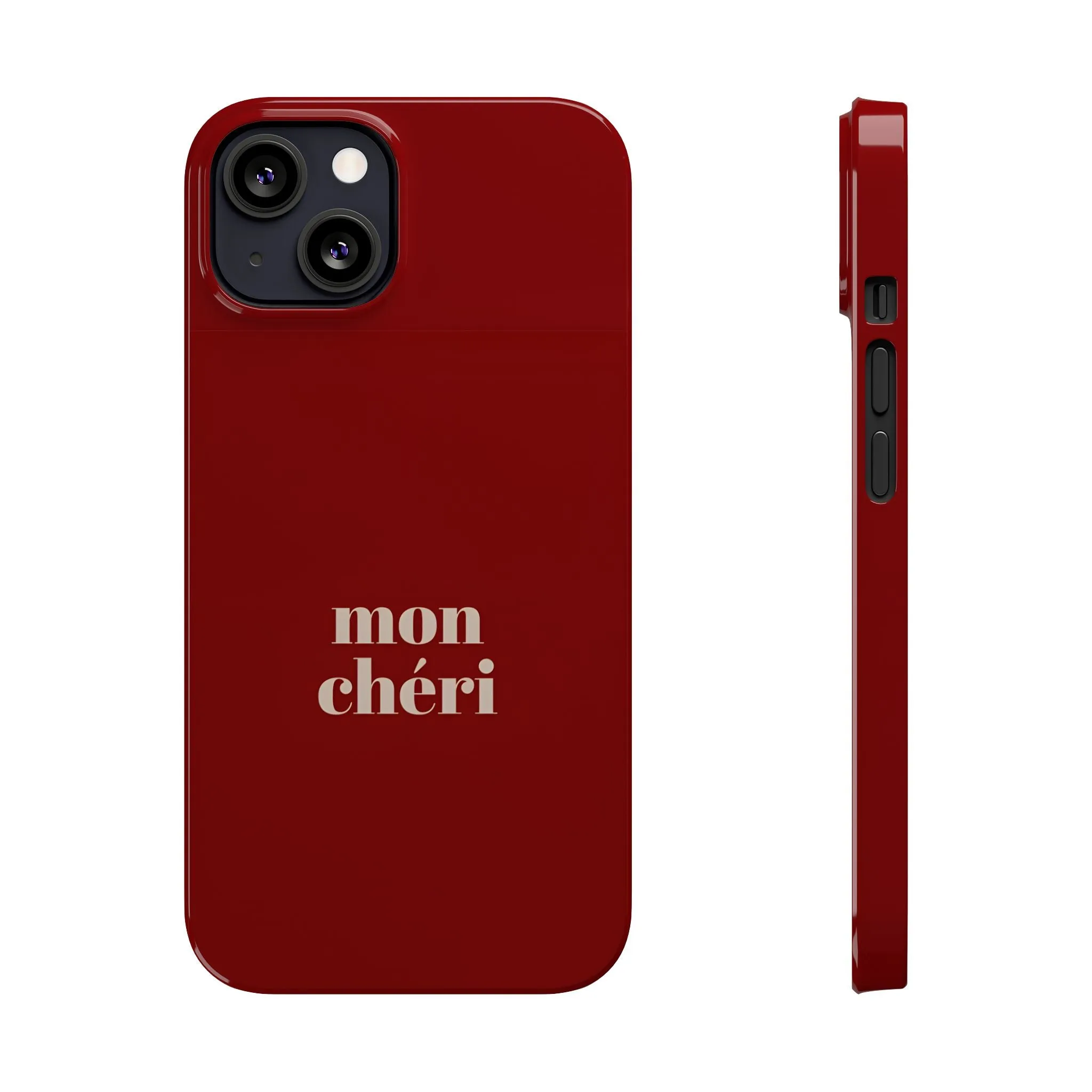 Mon Cheri iPhone Slim Phone Cases (Cherry Red)