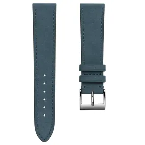 Mozet Flat Nubuck Handmade Leather Watch Strap - Blue Jeans