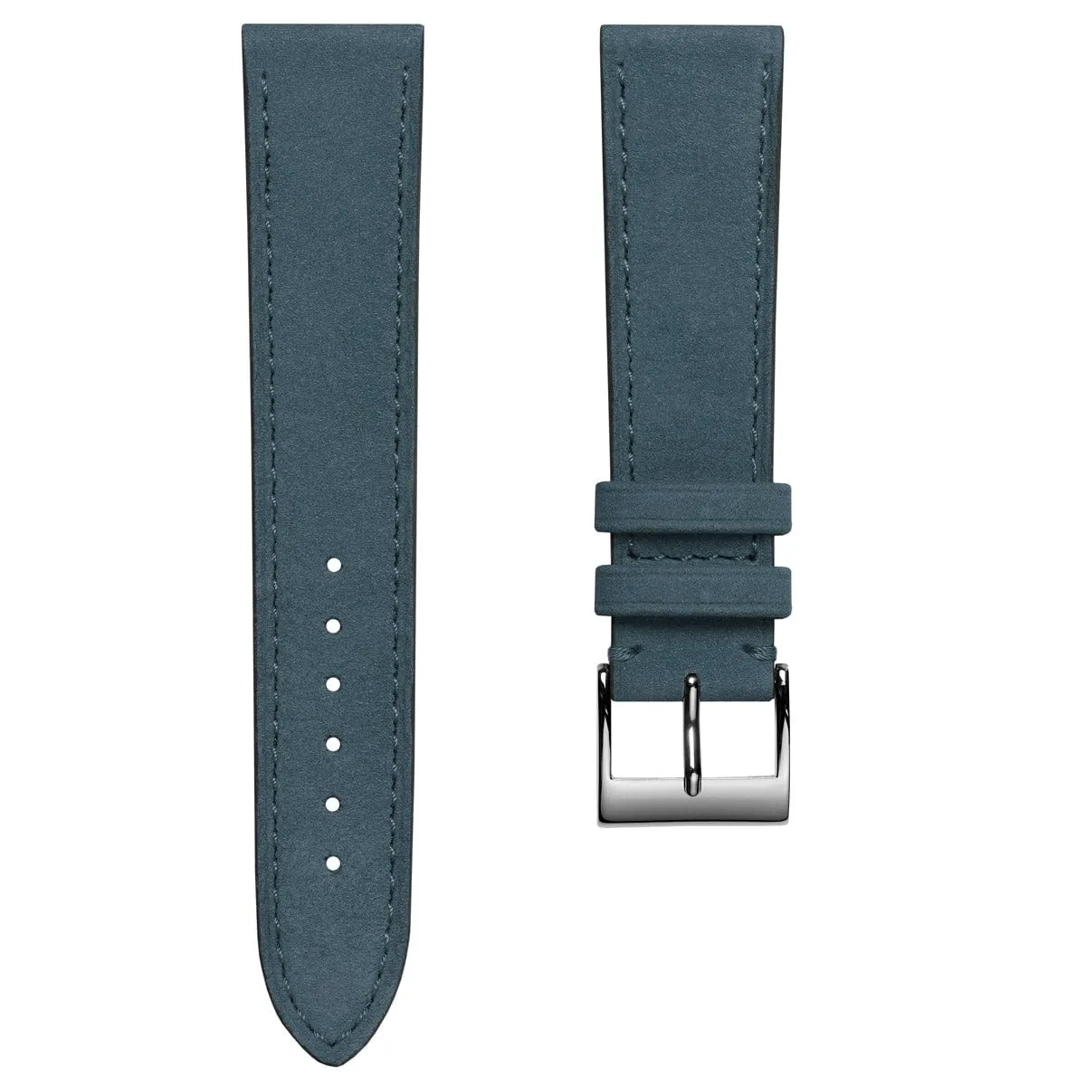 Mozet Flat Nubuck Handmade Leather Watch Strap - Blue Jeans