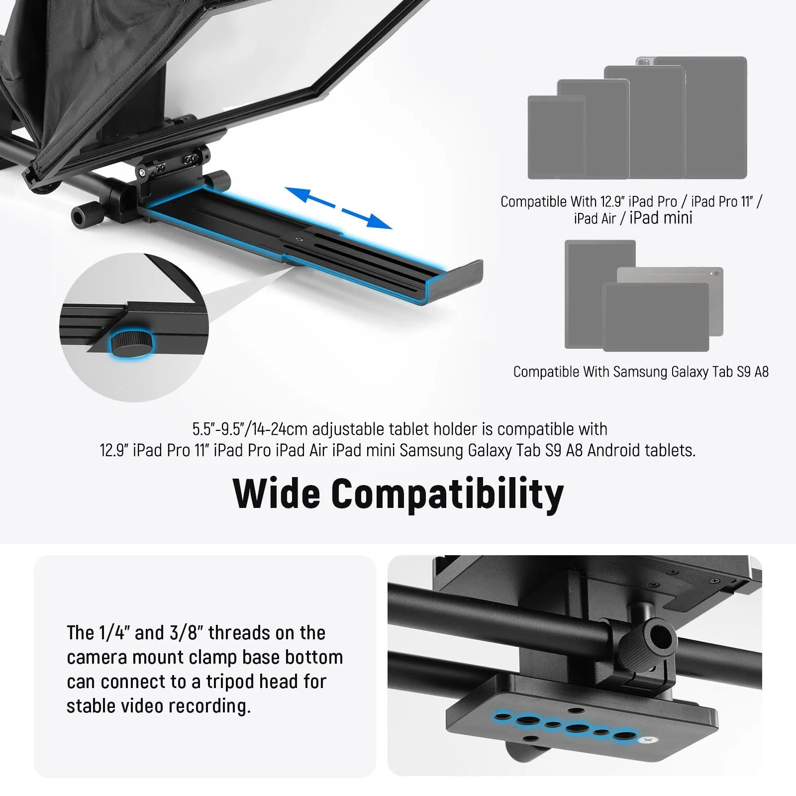 NEEWER C12 Camera Teleprompter with 501PL QR Plate