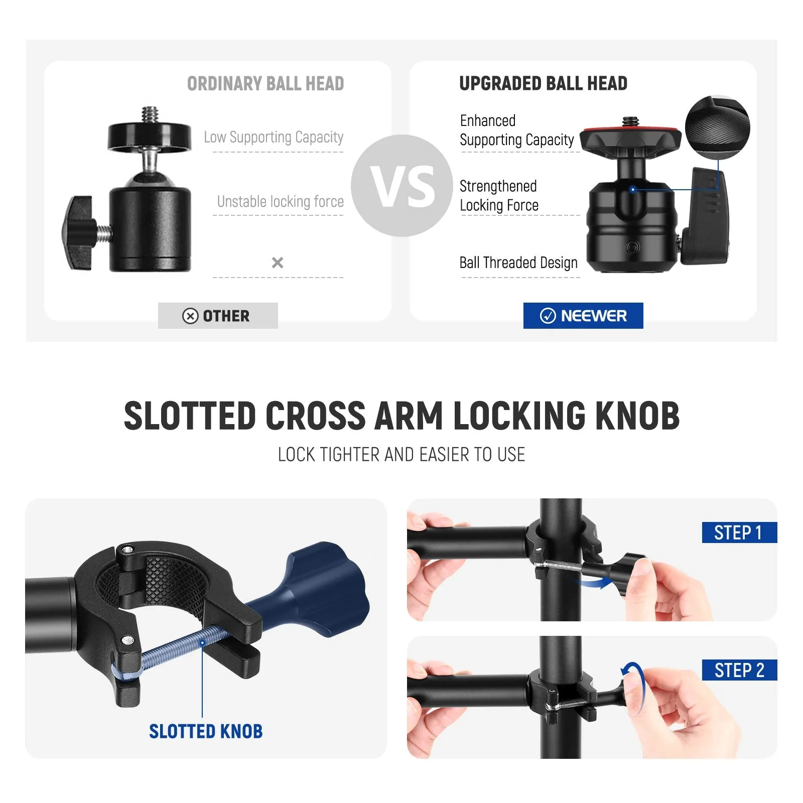 NEEWER TL253A MH022 Upgraded Tabletop Camera Mount Stand