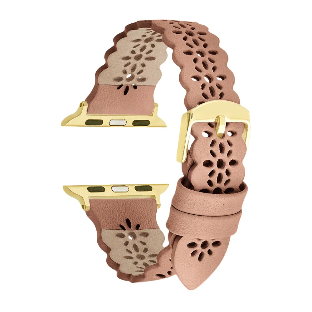 Nude Lace Leather Strap / Gold Buckle - 38mm, 40mm