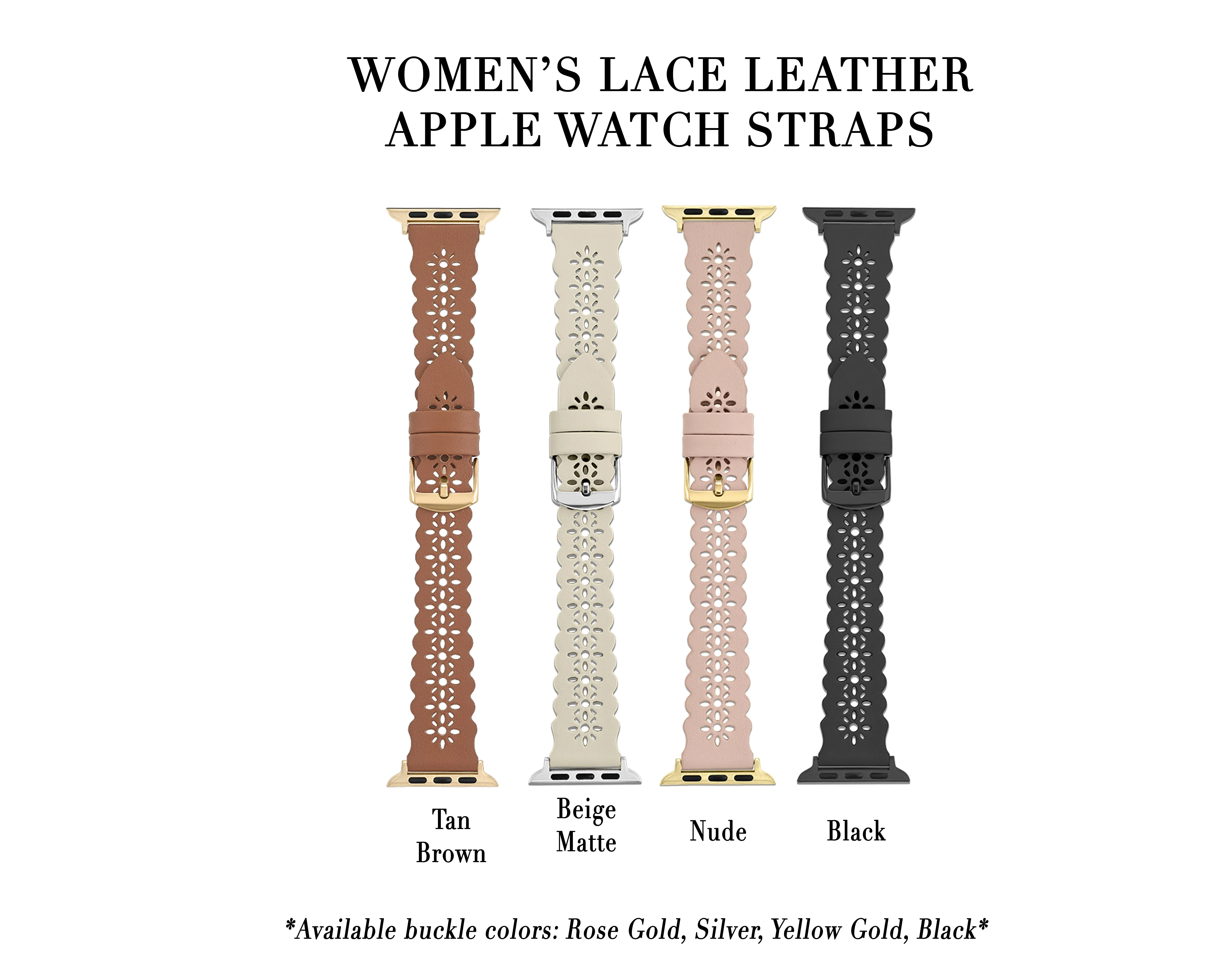 Nude Lace Leather Strap / Gold Buckle - 38mm, 40mm