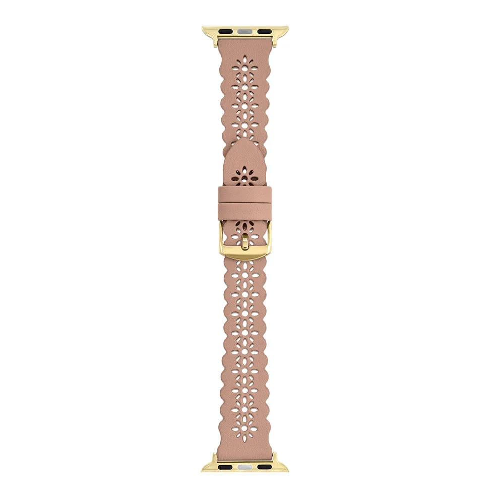 Nude Lace Leather Strap / Gold Buckle - 38mm, 40mm