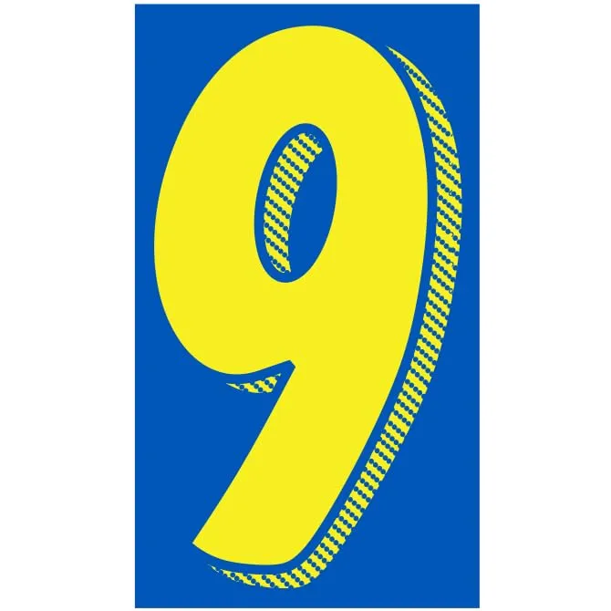 Number Window Stickers - Blue and Yellow Car Dealer Number Stickers - Durable, Weatherproof Vinyl with Easy On/Off Adhesive - Back Slit for Seamless Installation - 11-1/2"