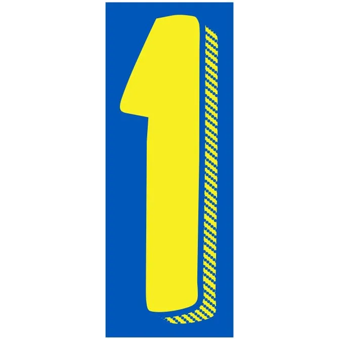 Number Window Stickers - Blue and Yellow Car Dealer Number Stickers - Durable, Weatherproof Vinyl with Easy On/Off Adhesive - Back Slit for Seamless Installation - 11-1/2"