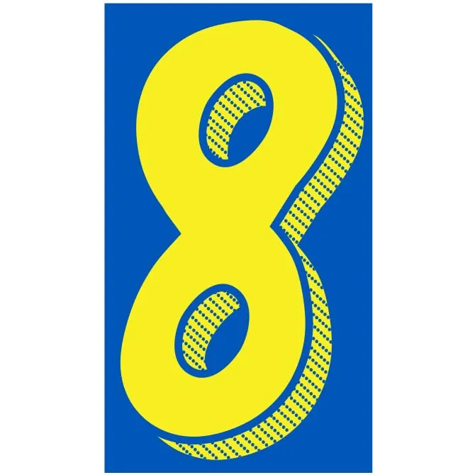 Number Window Stickers - Blue and Yellow Car Dealer Number Stickers - Durable, Weatherproof Vinyl with Easy On/Off Adhesive - Back Slit for Seamless Installation - 11-1/2"