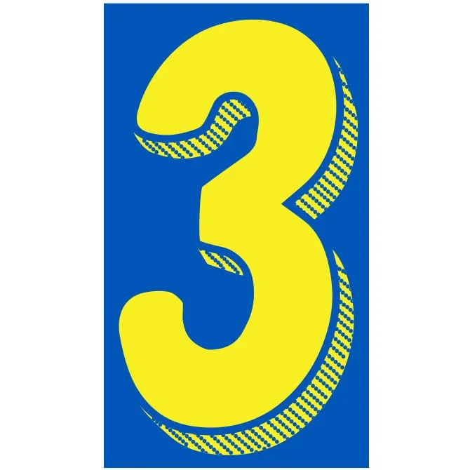 Number Window Stickers - Blue and Yellow Car Dealer Number Stickers - Durable, Weatherproof Vinyl with Easy On/Off Adhesive - Back Slit for Seamless Installation - 11-1/2"