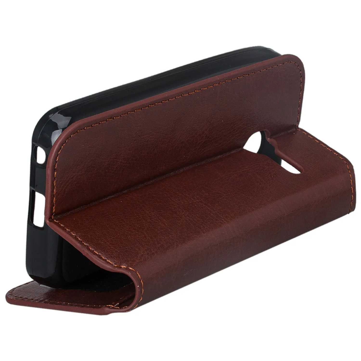 Onetouch Pixi Pulsar Case, Flip Fold [Kickstand Feature] Pu Leather Wallet Case with ID & Credit Card Slots For Alcatel Onetouch Pixi Pulsar - Brown