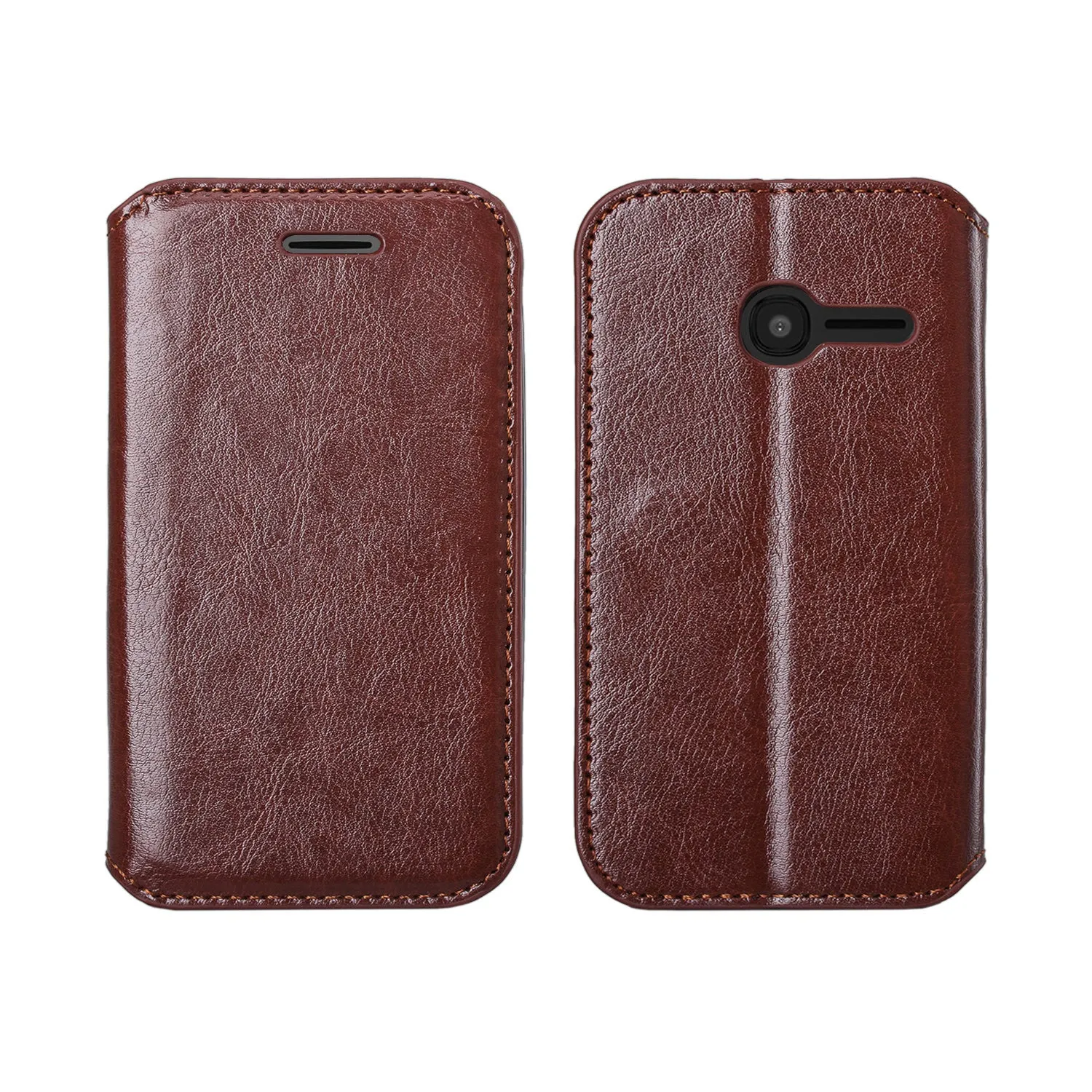 Onetouch Pixi Pulsar Case, Flip Fold [Kickstand Feature] Pu Leather Wallet Case with ID & Credit Card Slots For Alcatel Onetouch Pixi Pulsar - Brown