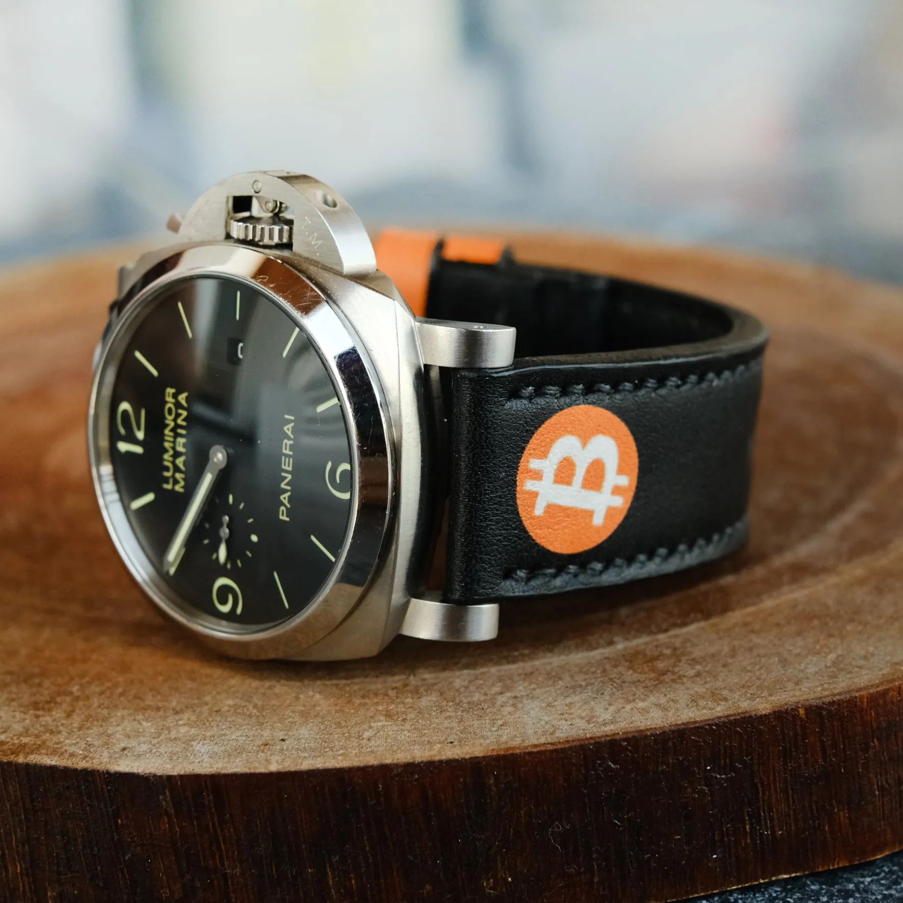 Panerai Vintage Strap Black White Jeans Leather