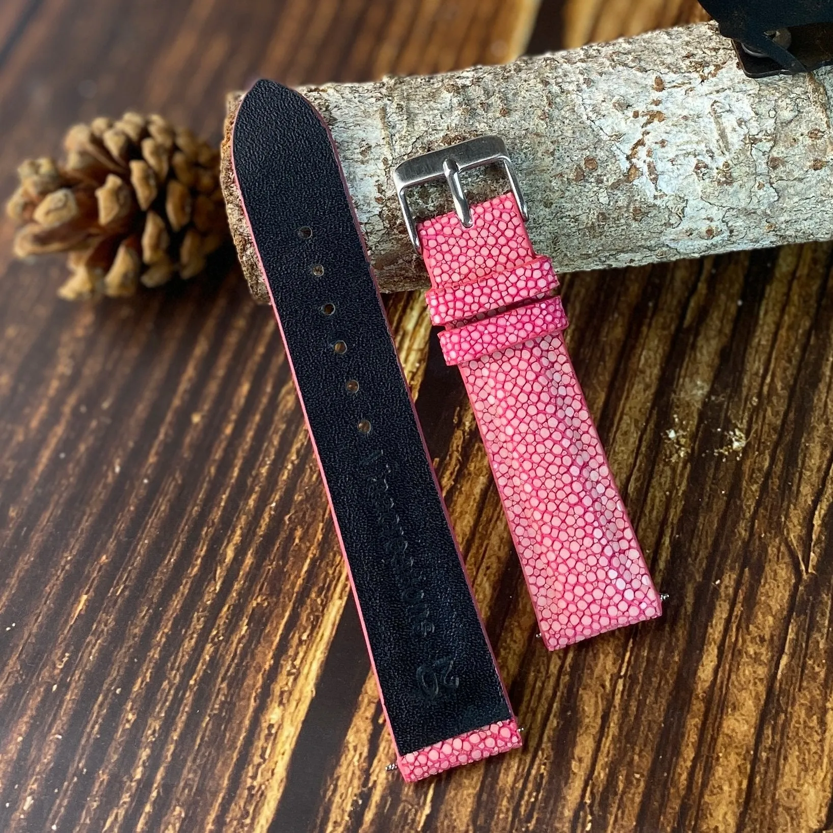 Pink Stingray Leather Watch Strap