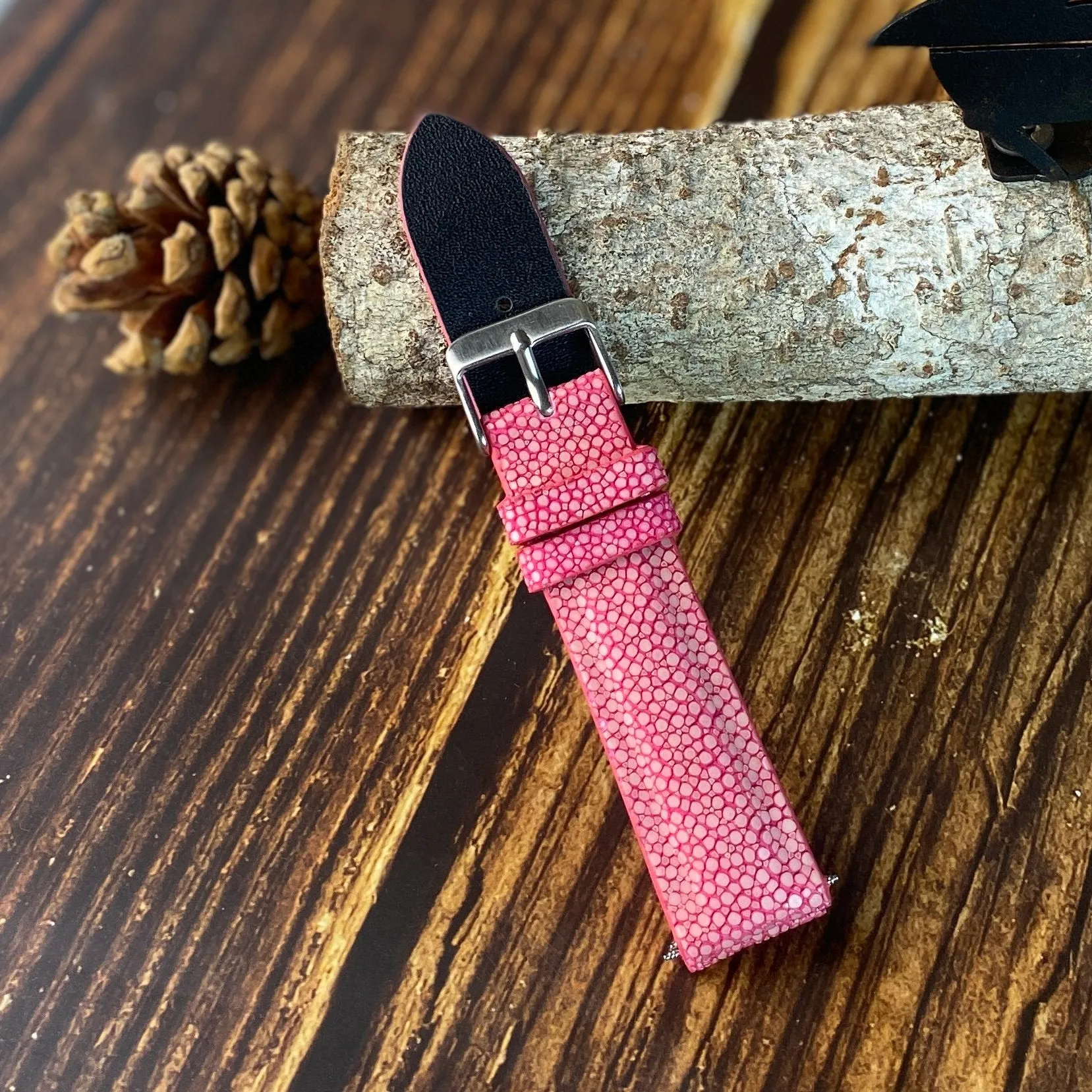 Pink Stingray Leather Watch Strap